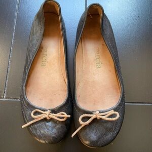 Pedro Garcia Black Leather Ballet Flats Preowned Size 37 Beautiful Slip On